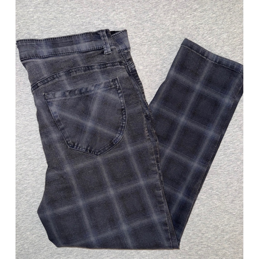 Democracy Women Gray Plaid Ab Technology Slim Ankle Jeans Size 10P Dark Academia